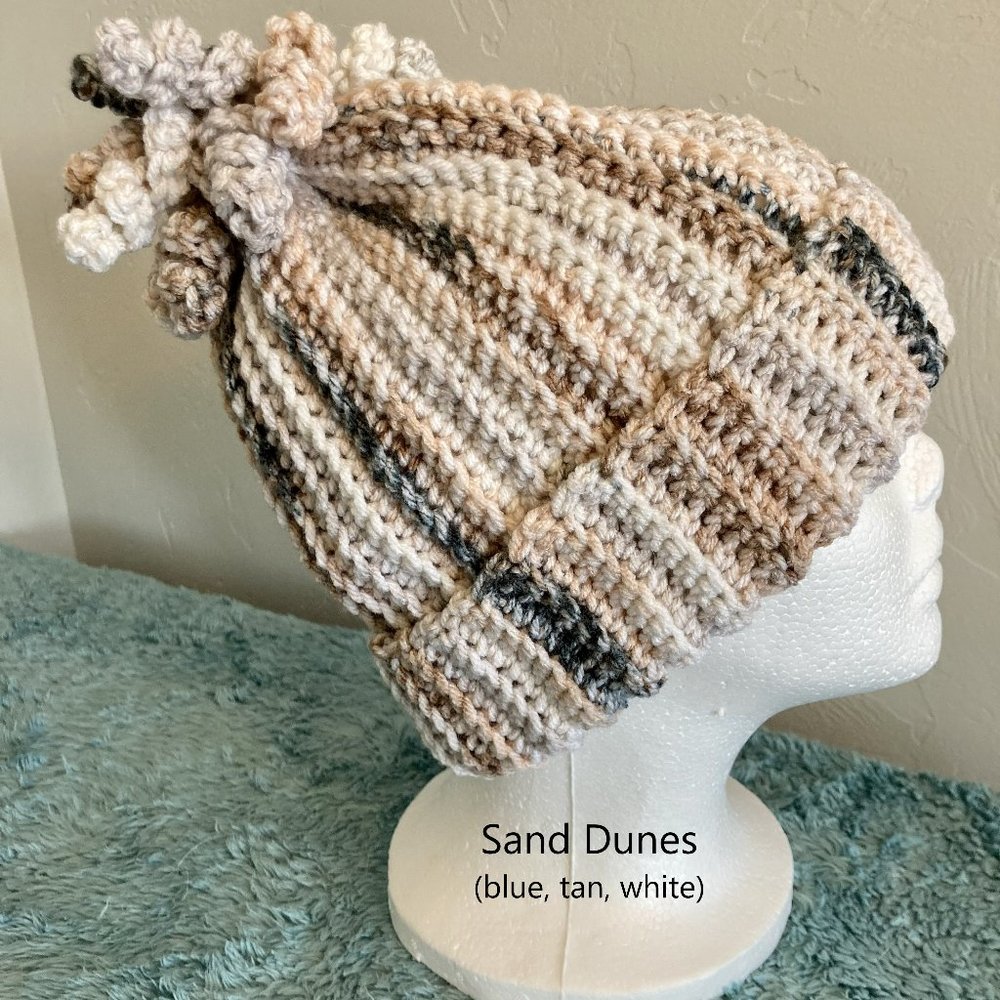 Adorable Adult Woman's Beanie with Fringe! Color: Sand Dunes